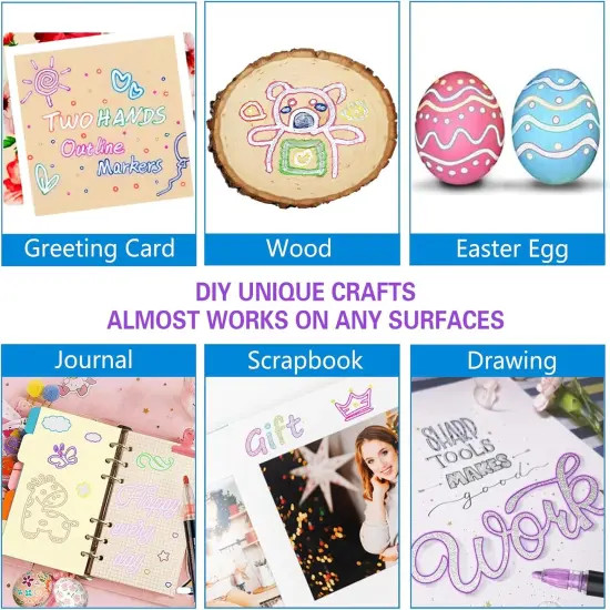 12 Shimmer Metallic Glitter Markers Outline Glitter Pens {3}