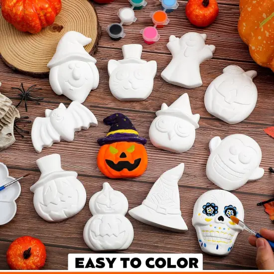 12 Set Halloween Ceramics to Paint DIY Painting Kits with Unpainted Pumpkin {2}