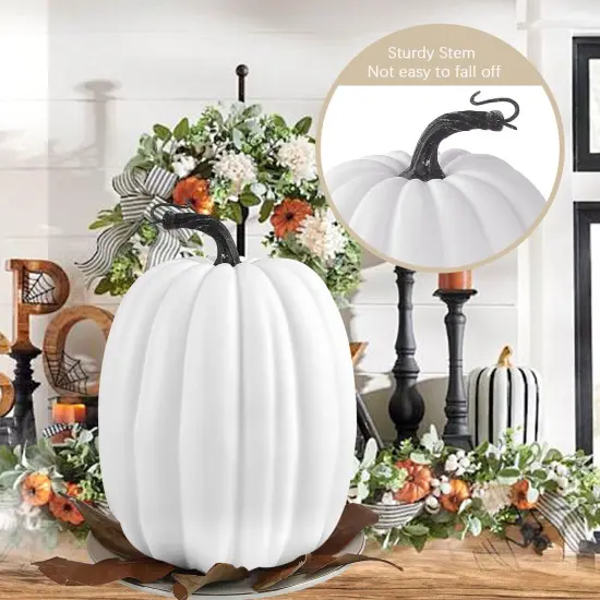 8 Inch Large Artificial Pumpkins, 2PCS White {2}