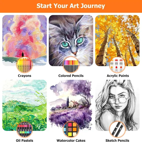 192-Pack Deluxe Art Set Drawing Painting Supplies Kit - Brown {5}