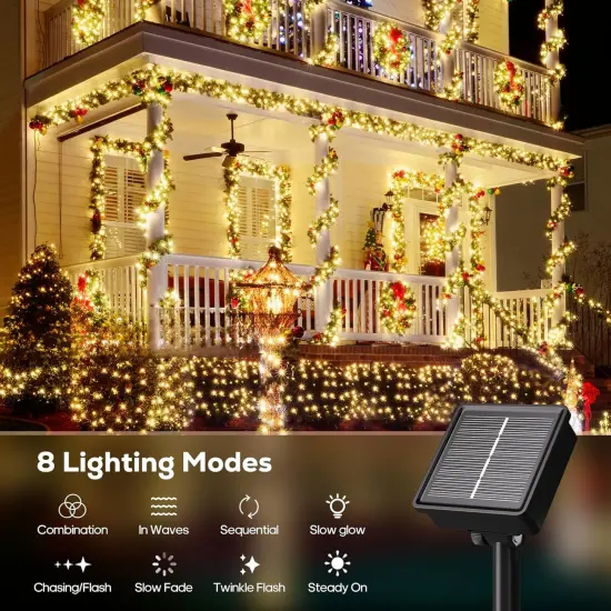 2 Pack Solar String Lights - 92 FT 240 LED (Warm White) {4}