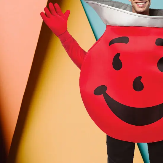 Adult Kool Aid Costume Red Kool Aid Guy Tunic with Gloves {6}