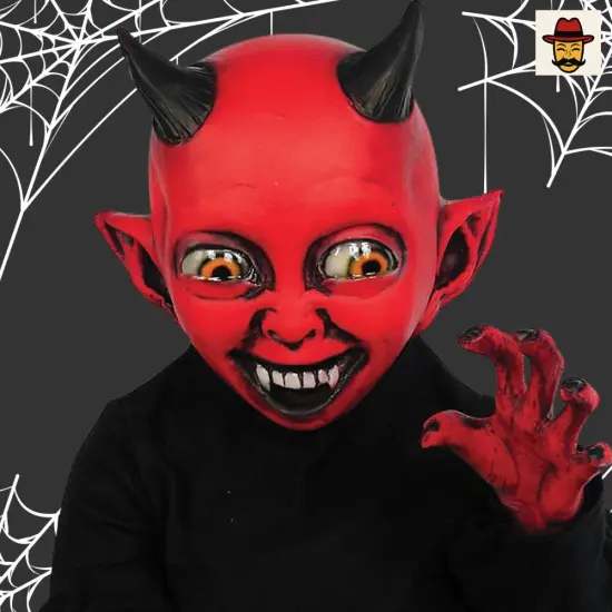 3.1 Feet Tall Little Devil Monster Kid Costume Poseable Red Imp Figure {2}