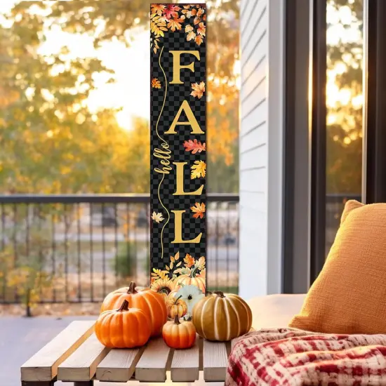 Farmhouse Autumn Wooden Welcome Sign Stand (Black) {6}