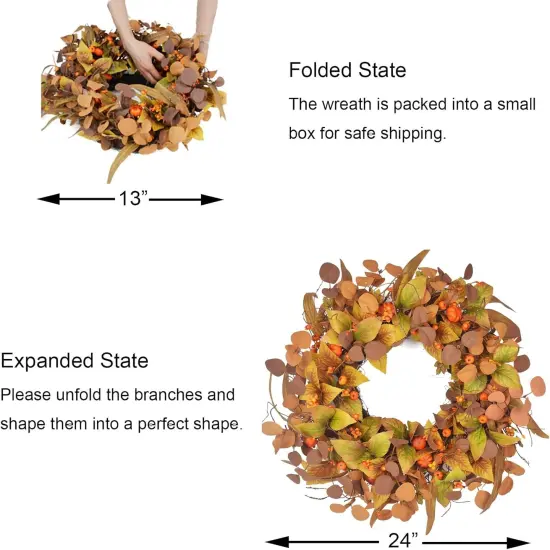 24 Inch Artificial Fall Wreath {1}