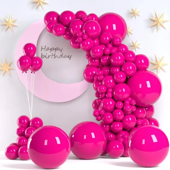 140pcs 18 12 10 5 Inch Different Sizes Pack Party Latex Balloons (Hot Pink {2}