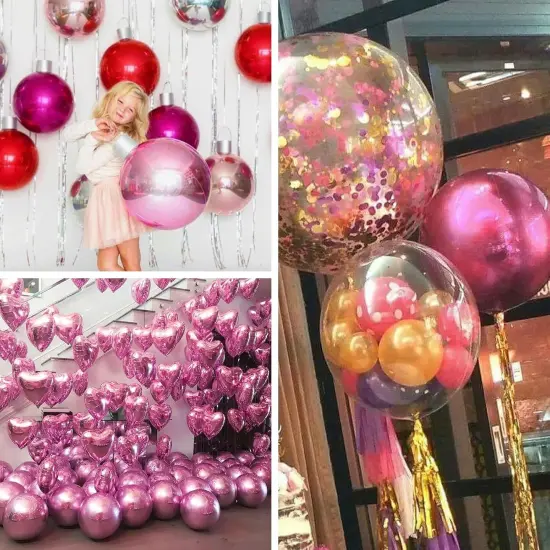 6pcs 22 Inch Large Round Foil Big Giant Orbz 4D Jumbo(Pink-1302) {5}
