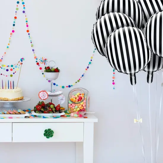 Foil Black Striped Balloons(Black and White) {5}