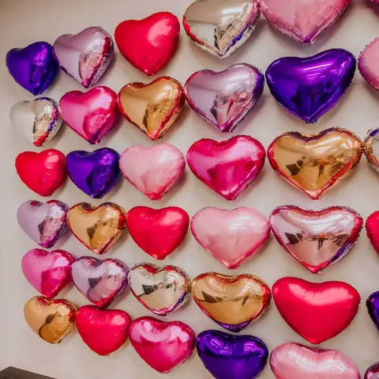 Hot Pink Heart Shaped balloons Pack of 12 (12 Pink Silver Hot Pink) {3}