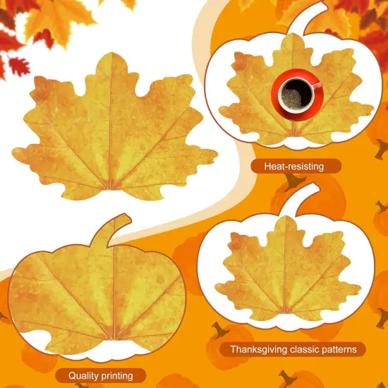 8 Pieces Thanksgiving Fall Maple Leaf Placemats - 11 x 15.7 Inch {2}