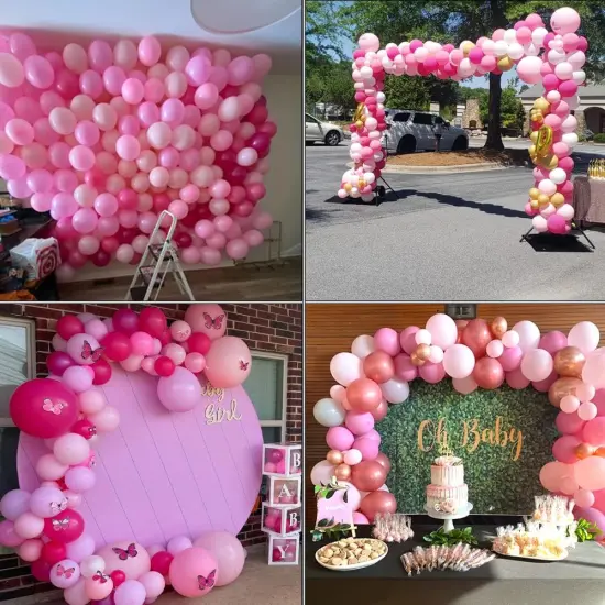 114 Pcs Hot Pink and White Balloons (Hot Pink and White（114pcs) {6}