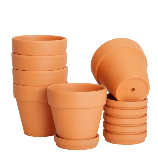Juvale 4-inch 6 Pack Small Terracotta Pots with Saucer and Drainage Hole - Clay Planter for Indoor and Outdoor Succulents, Flowers and Plants {5}