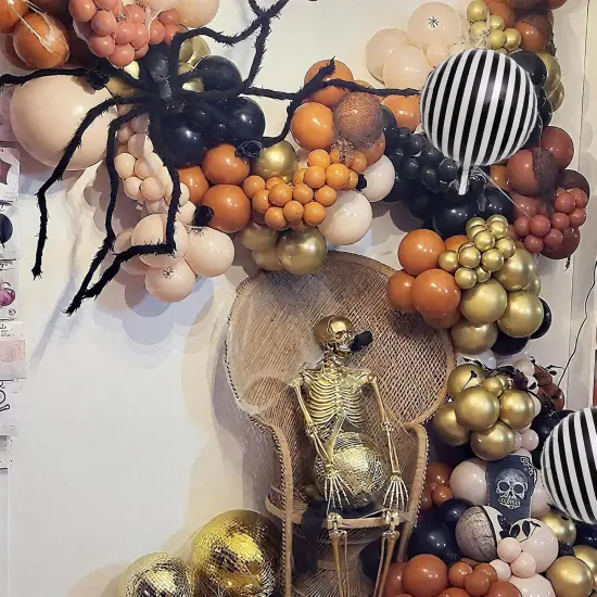 125 Pcs Black Gold Purple Orange Balloon(Purple Gold Black) {5}