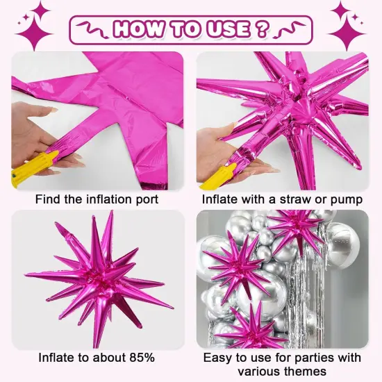 Star Balloons Kit (Hot Pink) {6}