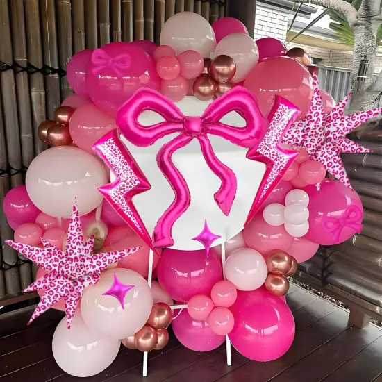 6pcs Hot Pink Bow Balloons (Hot Pink) {5}
