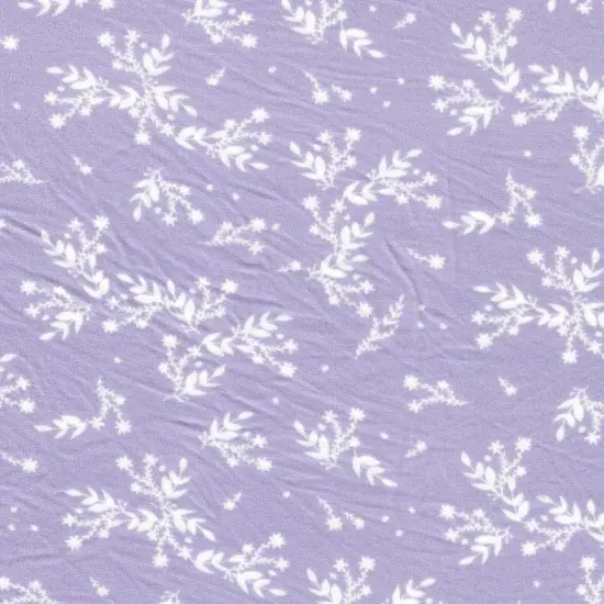 Brushed DTY Knit Fabric with Leaf Pattern Soft Stretch Material 58/60" Wide LAVENDER {1}