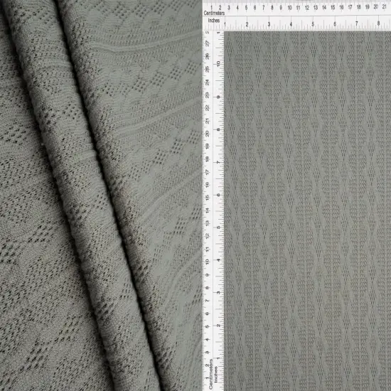 Cable Knit Jacquard Sweater Fabric, Heavyweight Stretch Knit 58/60" Wide BROWN DK {4}