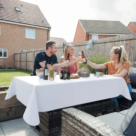 Exquisite Vinyl Tablecloth &ndash; 54" x 108" &ndash; Pack of 1 &ndash; Rectangular Plastic Table Cover with Flannel Backing &ndash; Reusable & Waterproof Tablecloth for Events and Parties White {3}