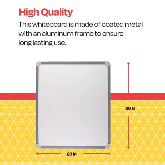 School Smart Large Magnetic Dry Erase Board, Aluminum Frame, 30 x 23 Inches {6}