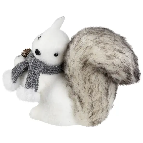 Northlight Sitting Squirrel with Frosted Pinecone Christmas Figurine - 8" White {4}