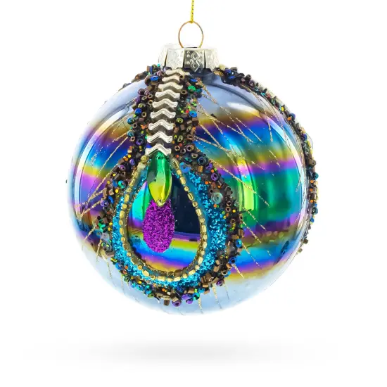 Radiant with Intricate Gems Glass Ball Christmas Ornament 4.6 Inches {4}