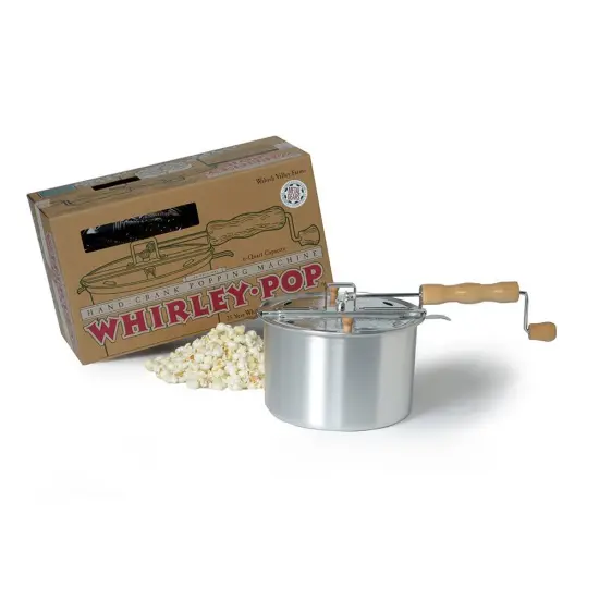 Wabash Family Farms Whirley-Pop 6 Qt Popcorn Popper with Metal Gears Aluminum with Wooden Handle {1}
