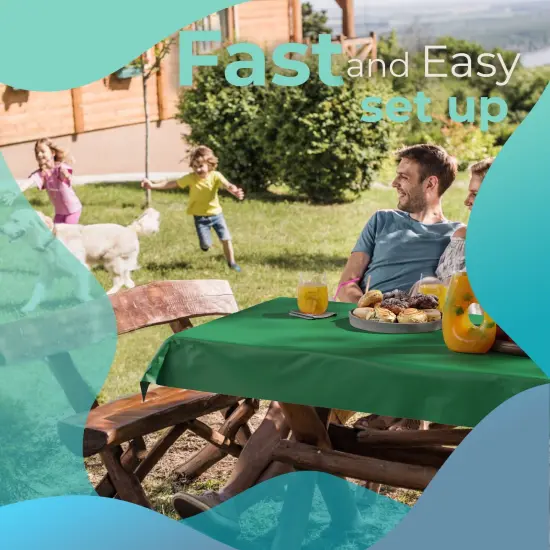 Exquisite Plastic Table Cover Roll &ndash; 40" x 100' Disposable Tablecloth Roll &ndash; Premium Thick 0.5 MIL Plastic Banquet Roll &ndash; Party Table Cover Roll for Events & Catering Emerald Green {4}