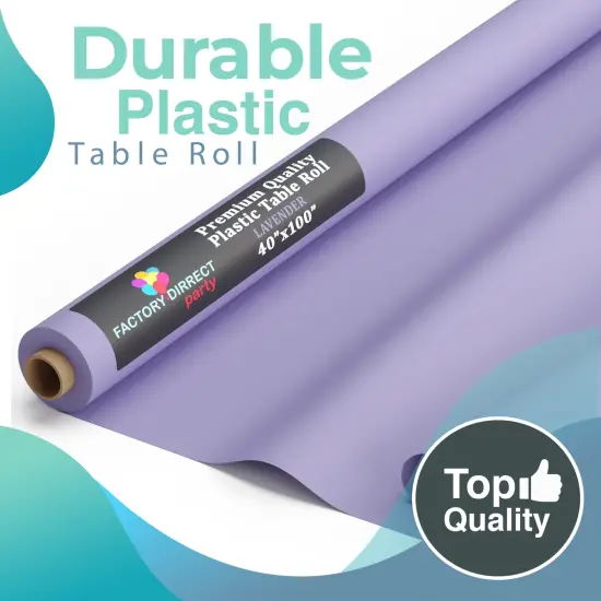 Exquisite Plastic Table Cover Roll &ndash; 40" x 100' Disposable Tablecloth Roll &ndash; Premium Thick 0.5 MIL Plastic Banquet Roll &ndash; Party Table Cover Roll for Events & Catering Lavender {3}