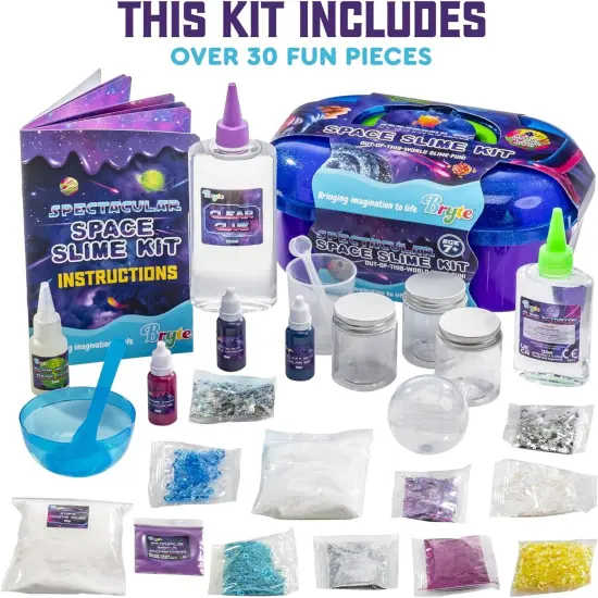 Bryte Spectacular Space Slime Kit, Glow in The Dark Galaxy and Cosmic Glitter with Fun Add Ins, DIY Gift-Ready for Girls Kids Ages 7-14 {6}