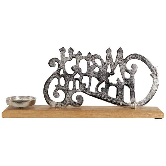 Northlight "Merry Christmas" Metal Sign Votive Candle Holder -15.5" Silver {7}
