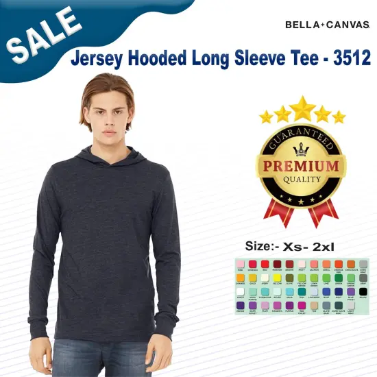 BELLA + CANVAS&reg; Jersey Hooded Long Sleeve Tee {2}