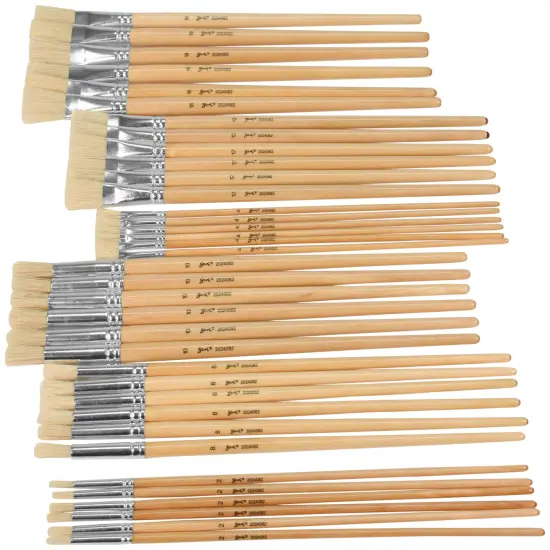 Sax Olympia Interlocked Hog Hair Bristle Paint Brushes Long, Assorted Sizes, Set of 36 {1}
