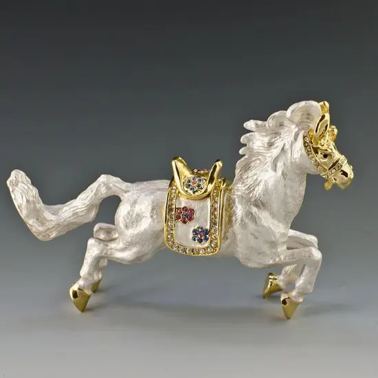 Galloping Grace: Jeweled Running Horse Trinket Figurine {5}