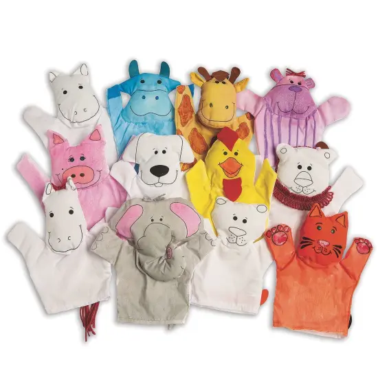 Color-Me&trade; Fabric Animal Hand Puppets (Pack of 24) {3}