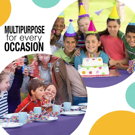 Exquisite Party Solids 54" x 100' Plastic Table Cover Roll with Slide Cutter &ndash; Cut-to-Size Dispenser Box &ndash; Makes Up to 36 Disposable 8' Rectangle Tablecloths Purple {6}