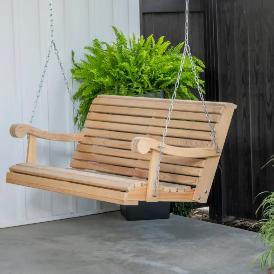Hershy Way Cypress Porch Swing, USA Amish Made 4 Foot Wooden Swing with Zinc Chain, Supports up to 500 lbs {4}