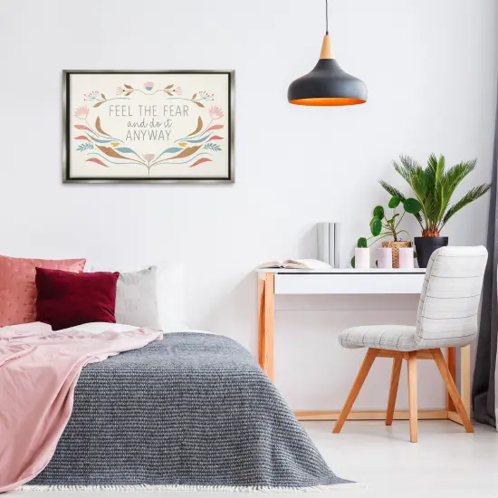 Stupell Industries Feel The Fear Inspirational Floater Framed Canvas Wall Art Design by Kim Allen {2}