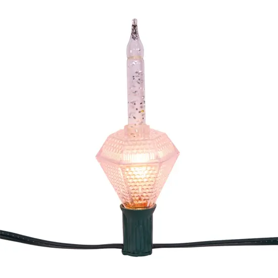 Kurt Adler 7-Light Silver Glitter Diamond Bubble Light Set {2}