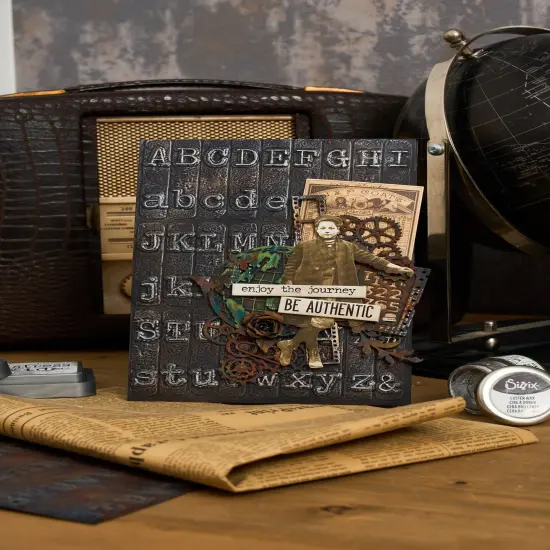 Sizzix 3D Texture Fades Embossing Folder A5 by Tim Holtz-Typewriter {6}