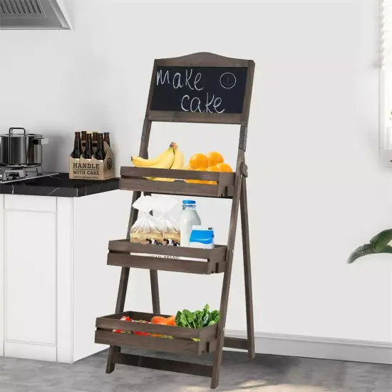 Easy Wipe Chalkboard Sign Stand with 3 Display Shelves for Food Book Craft Fairs {4}