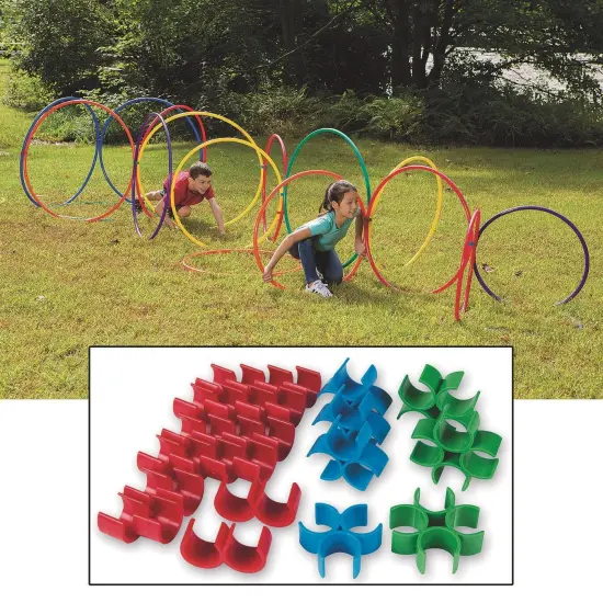 S&S Worldwide Ultimate No-Knott Hoops and Hoop Connector Clips Easy Pack. Includes 18 Durable Hoops, 6 each in 24", 30" and 36" - Plus 19 Hoop Connector Clips! Use Clips to Create Vertical Structures. {5}