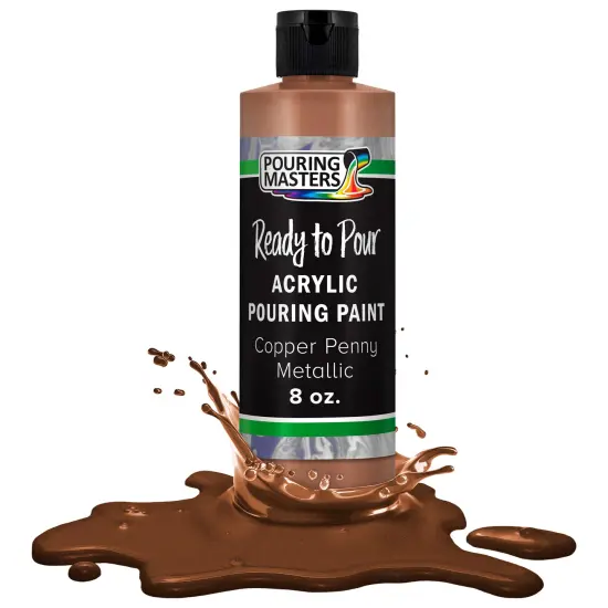 Pouring Masters Copper Penny Metallic Ready to Pour Acrylic Pouring Paint - Premium 8-Ounce Pre-Mixed Fluid Acrylic Paint - Fluid Art Supplies for Canvas, Wood, Paper, Tile & Rocks {1}