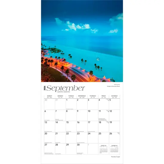 Florida Coast | 2026 12 x 24 Inch (Hanging) Monthly Square Wall Calendar | Plastic-Free {4}