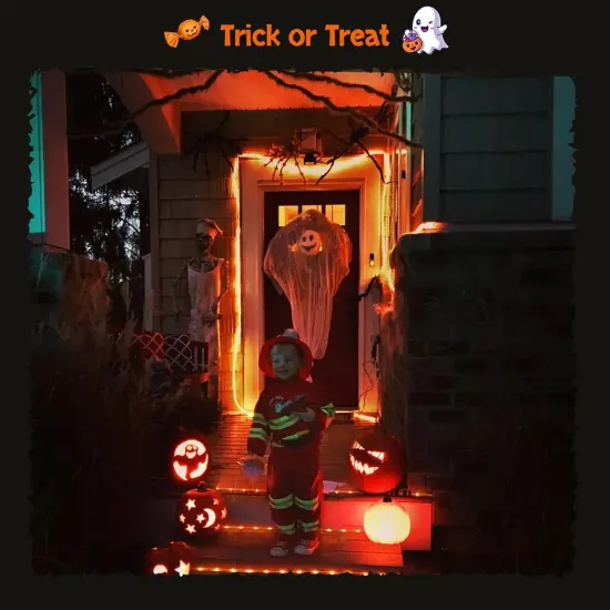 66 ft 200 LED Orange Halloween Solar Lights {4}