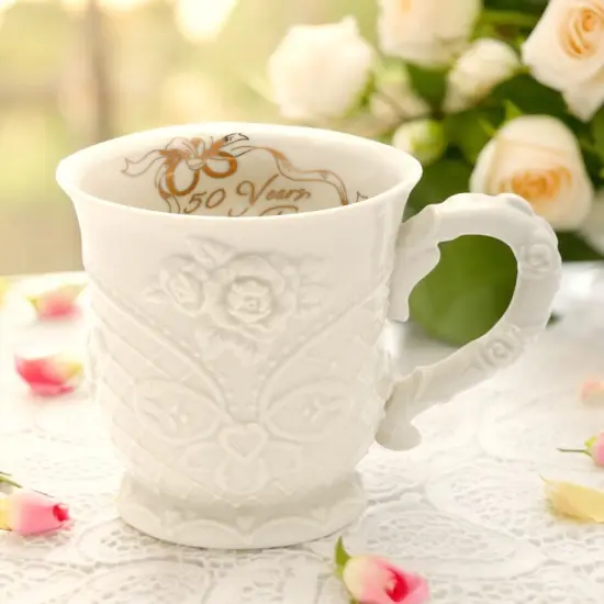 Ceramic 50th Anniversary Mug, Anniversary Party Decor, Gift for Friends, Gift for Parents {1}