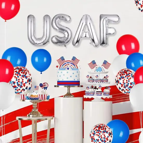 Patriotic USAF Balloons,US Air Force Theme Party Decorations,4 USAF Mylar Balloons & 16 Patriotic Latex Balloons.Great for Patriotic Events &Graduation &Ritirement &Homecomings {3}