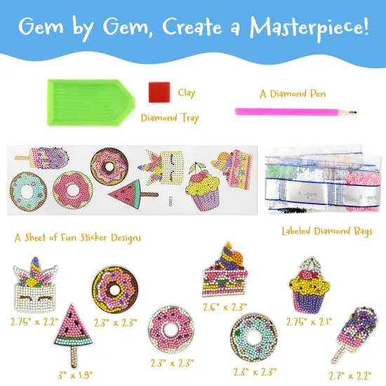 Wrapables Diamond Art Kits, 5D Gem Painting DIY Arts & Crafts Stickers, 8pcs Sweet Treats {2}