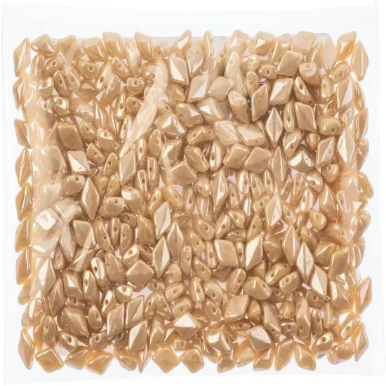 Matubo 2-Hole Czech Glass Opaque Luster Gemduo Beads, 50g Ivory White {2}