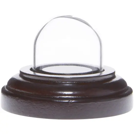 Plymor Miniature 1" x 1" Mini Glass Display Dome TINY Cloche Walnut Veneer {2}