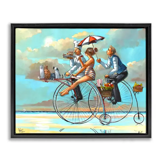Stupell Industries Woman & Butler Bicycle Ride Floating Frame Design by Ronald West {1}